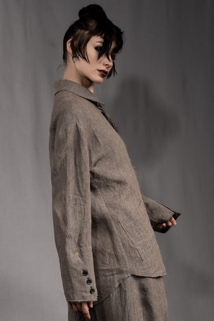 eigensinnig wien | Thoreau | Designer Leinen-Overshirt mit dekonstruierter Silhouette