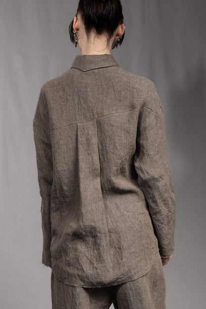 eigensinnig wien | Thoreau | Designer Leinen-Overshirt mit dekonstruierter Silhouette