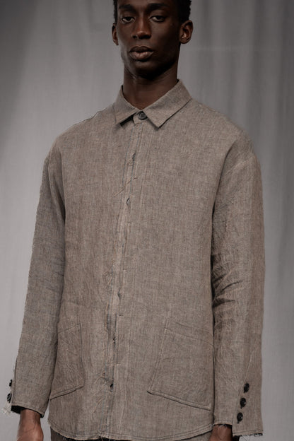 eigensinnig wien | Thoreau | Designer Leinen-Overshirt mit dekonstruierter Silhouette