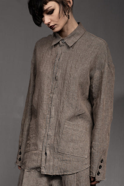 eigensinnig wien | Thoreau | Designer Leinen-Overshirt mit dekonstruierter Silhouette