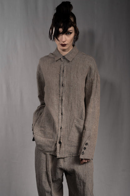 eigensinnig wien | Thoreau | Designer Leinen-Overshirt mit dekonstruierter Silhouette