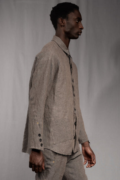 eigensinnig wien | Thoreau | Designer Leinen-Overshirt mit dekonstruierter Silhouette