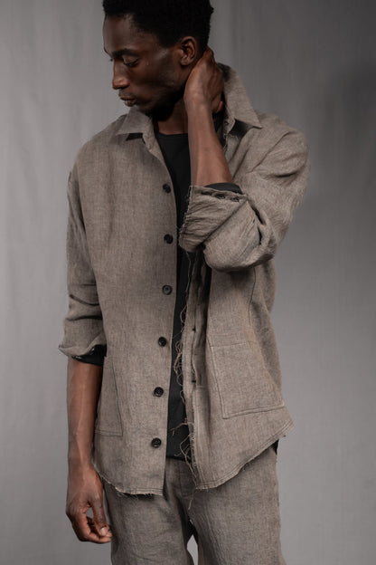 eigensinnig wien | Thoreau | Designer Leinen-Overshirt mit dekonstruierter Silhouette