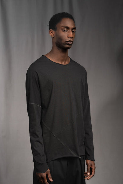 eigensinnig wien | Tolstoi | Dünner, schwarzer Designer Herren-Pullover aus Baumwolle