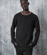 Pullover eigensinnig wien | Tolstoi | Schwarzer Strickpullover für Herren aus dünner Wolle - eigensinnig wien Online Shop für Designer Mode und Avantgarde Mode
