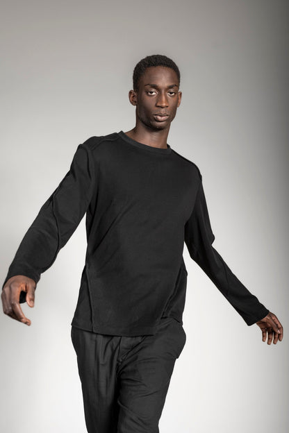 eigensinnig wien | Tyche | Eleganter Designer Pullover in Schwarz aus Baumwolle