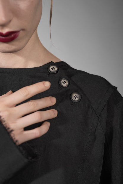 eigensinnig wien | Virilio | Schwarzer Seiden-Wolle-Pullover in Oversize Design