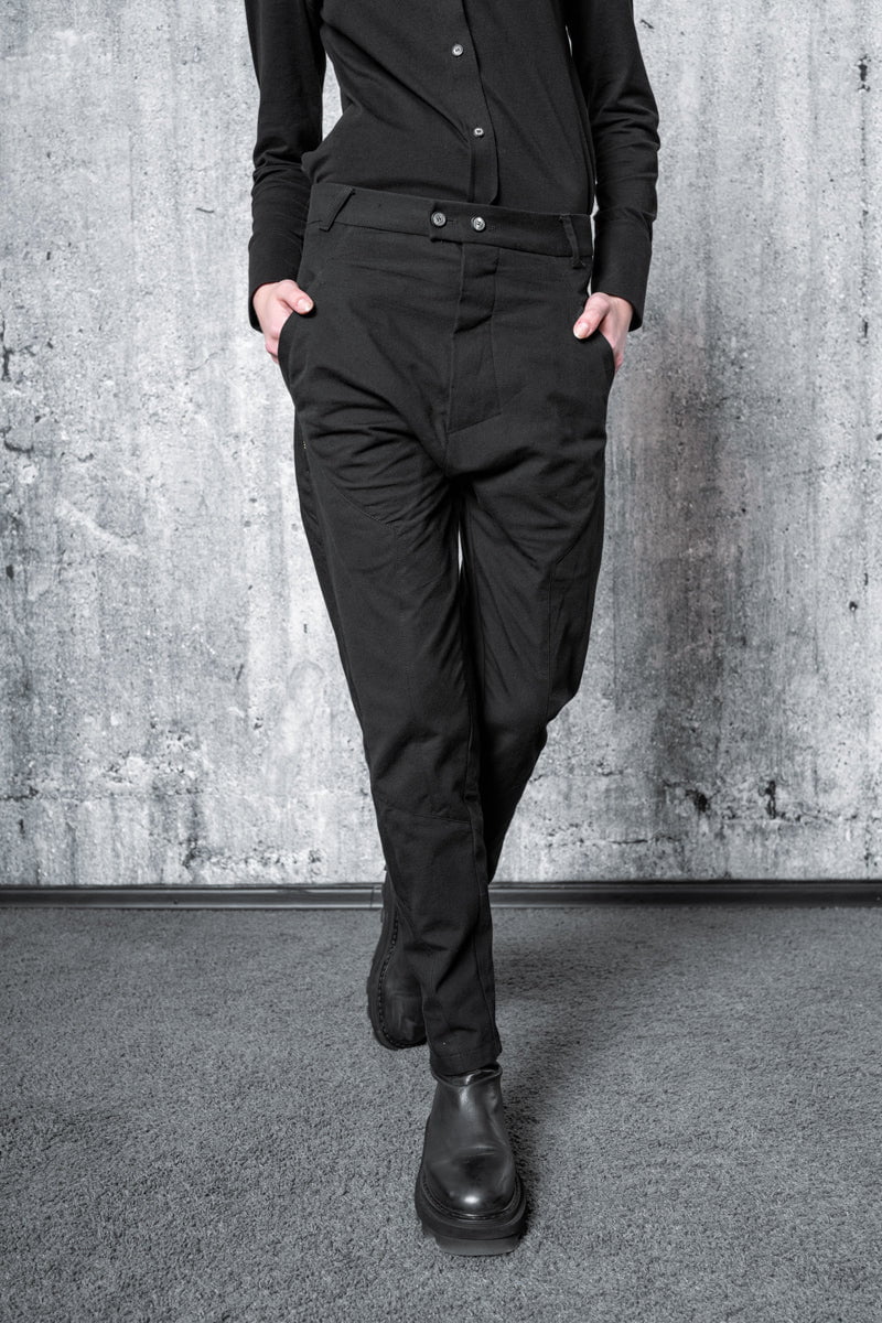 Black Low Crotch Pants made of Japanese Cotton
