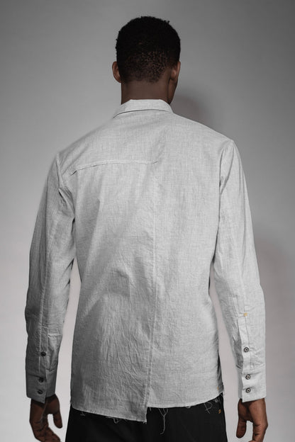 eigensinnig wien | Wittgenstein | Weißes Herren Designerhemd mit unkonventionellem Kragen aus japanischer Baumwolle