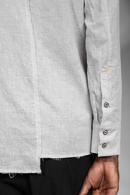 eigensinnig wien | Wittgenstein | Weißes Herren Designerhemd mit unkonventionellem Kragen aus japanischer Baumwolle