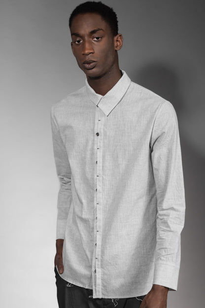 eigensinnig wien | Wittgenstein | Weißes Herren Designerhemd mit unkonventionellem Kragen aus japanischer Baumwolle