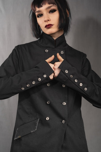 eigensinnig wien | YlaEgo | Schwarzes Damen-Ensemble aus Gabardine-Baumwolle