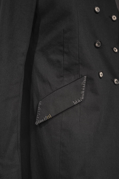 eigensinnig wien | YlaStr | Schwarzer Avantgarde Designeranzug für Damen mit weiter Bundfaltenhose aus Baumwolle