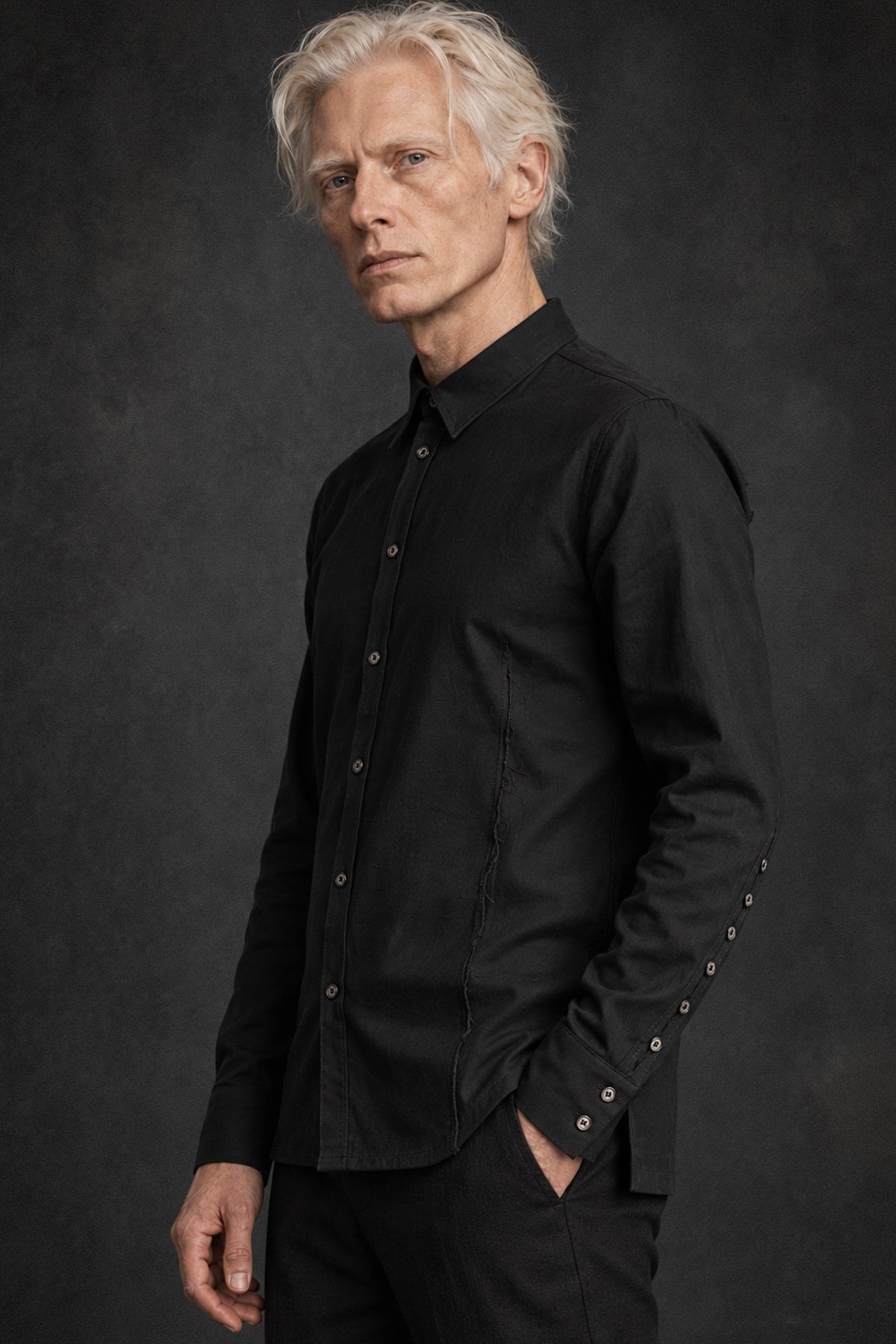 eigensinnig wien | Zinken | Schwarzes Designer-Herrenhemd aus hochwertiger Baumwolle