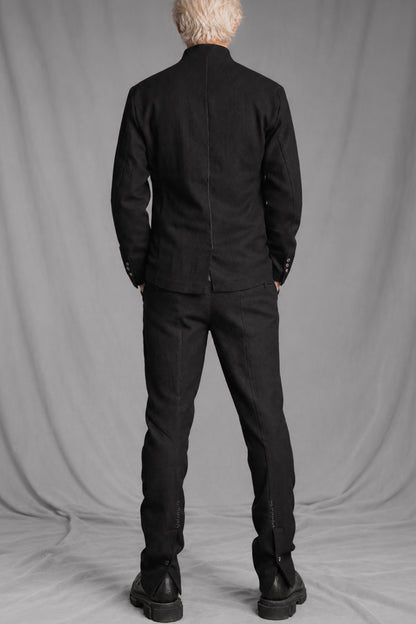 eigensinnig wien | EisMis | Black Designer Suit for Men in Italian Luxury Wool with Mao-Collar Blazer
