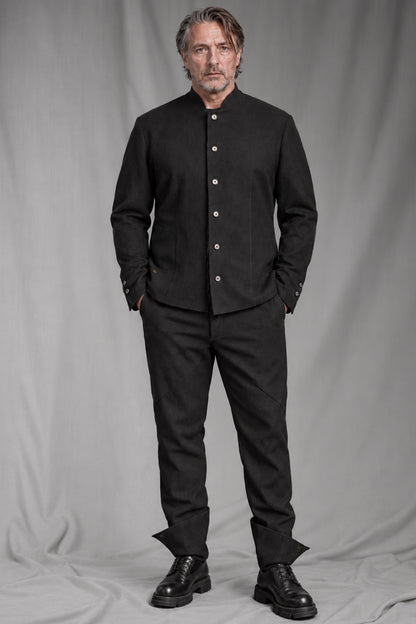 eigensinnig wien | EisMis | Black Designer Suit for Men in Italian Luxury Wool with Mao-Collar Blazer