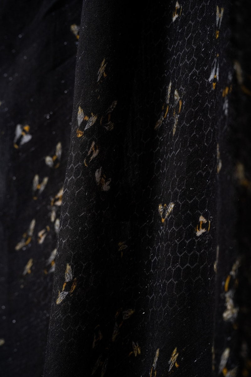 Faliero Sarti | Bees | Weicher, schwarzer Schal für Damen und Herren mit Bienen-Print