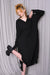 Forme d'Expression | DA042 Tunic Shirt Dress | Edles Tunika-Kleid mit Taillengürtel aus weichem Viskose-Wolle-Mix in schwarz