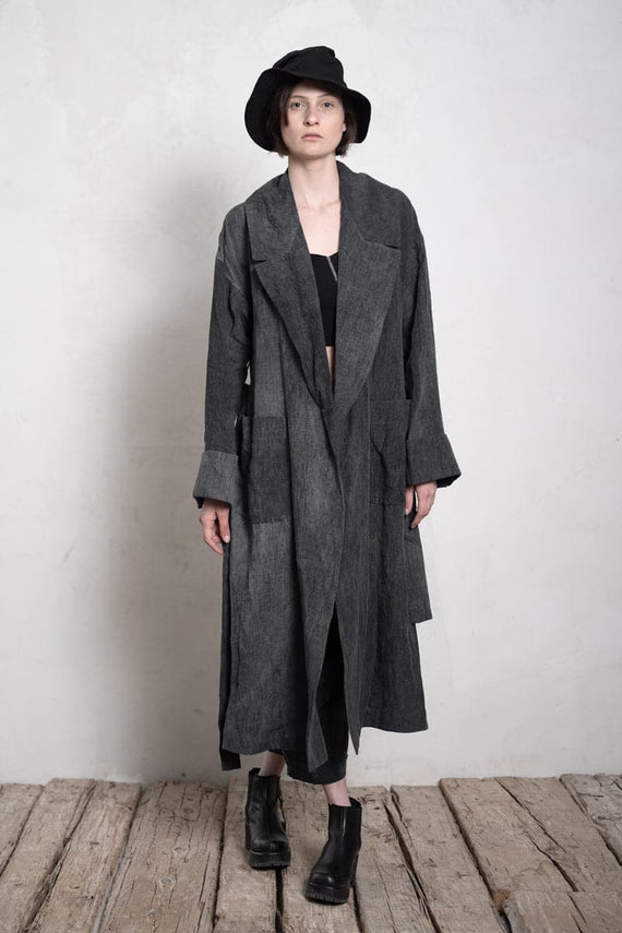 Forme d'Expression | DC040 Robe Coat | Leichter Damenmantel aus Leinen in grau