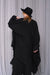 Forme d'Expression | HC010 Double Cashcot Poncho | Außergewöhnlicher Poncho-Mantel mit Gürtel aus weichem Kaschmir in schwarz
