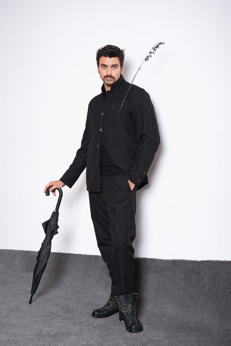 Hannibal | Emilian | Elegante Herren Hemdjacke mit dezenten Nadelstreifen in schwarz