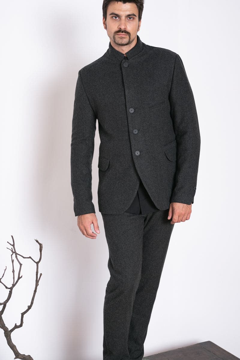 Hannibal | Hektor | Elegante und schmale Herrenhose aus Wolle in dunklegrau
