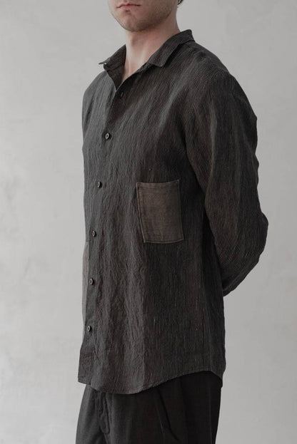 Hannibal | Juan | Ausgefallenes Herrenhemd mit Streifen aus Leinen in grau