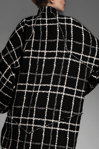 eigensinnig wien | Proust | Edgy checked oversized designer winter coat for women in black