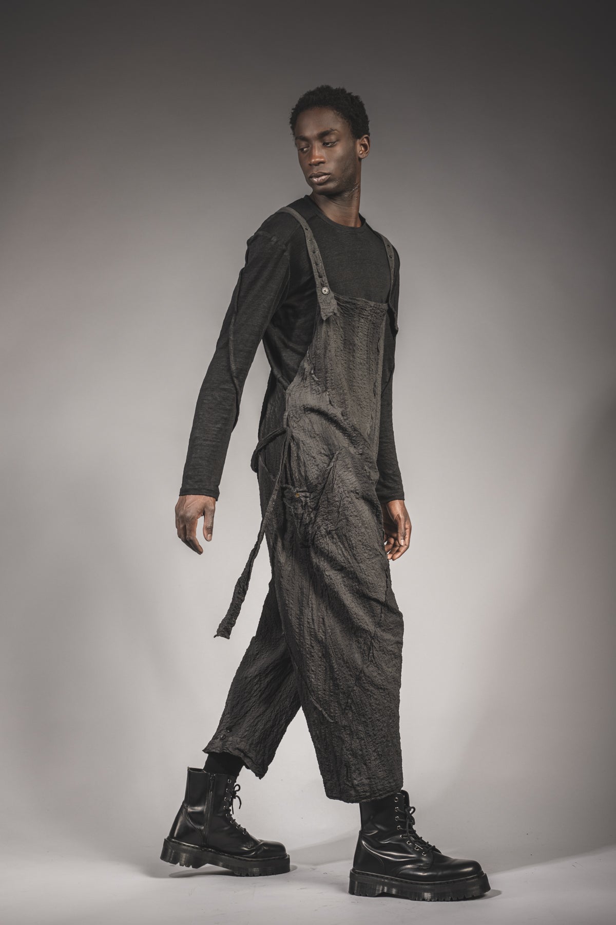 eigensinnig wien | Rilke | Extravagant Drop Crotch Jumpsuit in Gray Cotton