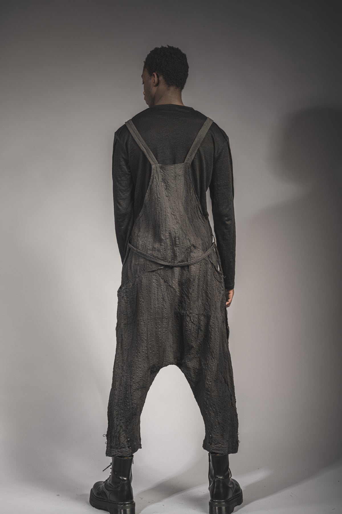 eigensinnig wien | Rilke | Extravagant Drop Crotch Jumpsuit in Gray Cotton