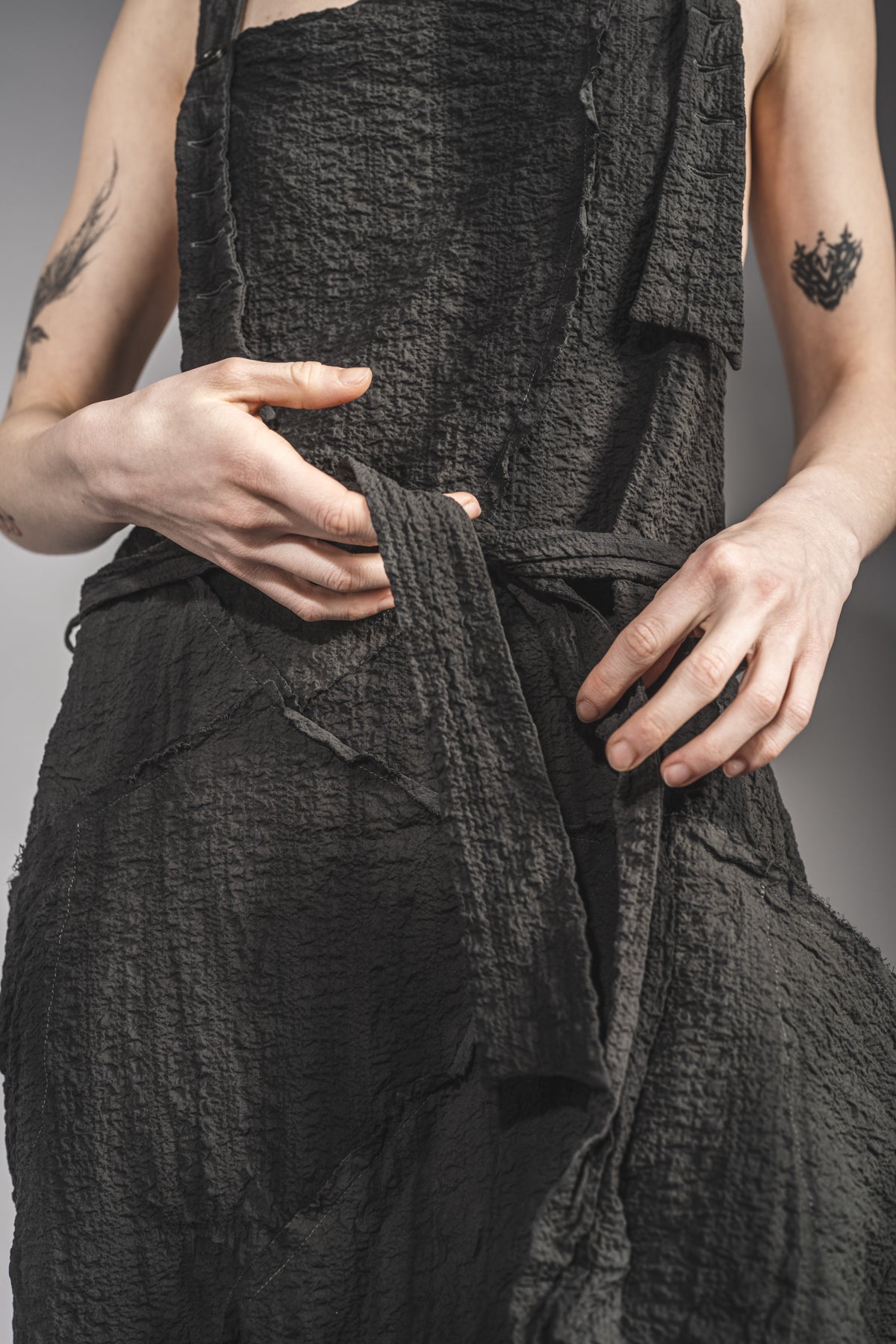 eigensinnig wien | Rilke | Extravagant Drop Crotch Jumpsuit in Gray Cotton