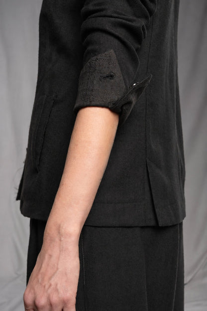 eigensinnig wien | Sontag | Unconventional Black Designer Women’s Jacket with Stand Collar in Italian Wool