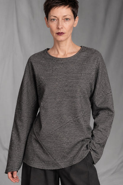 eigensinnig wien | Tolstoi | Avant-Garde Designer Sweater in Mélange Wool-Blend Jersey